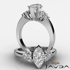 3 Stone Prong Setting Natural Marquise Diamond Engagement Ring GIA F VS2 1.3 Ct