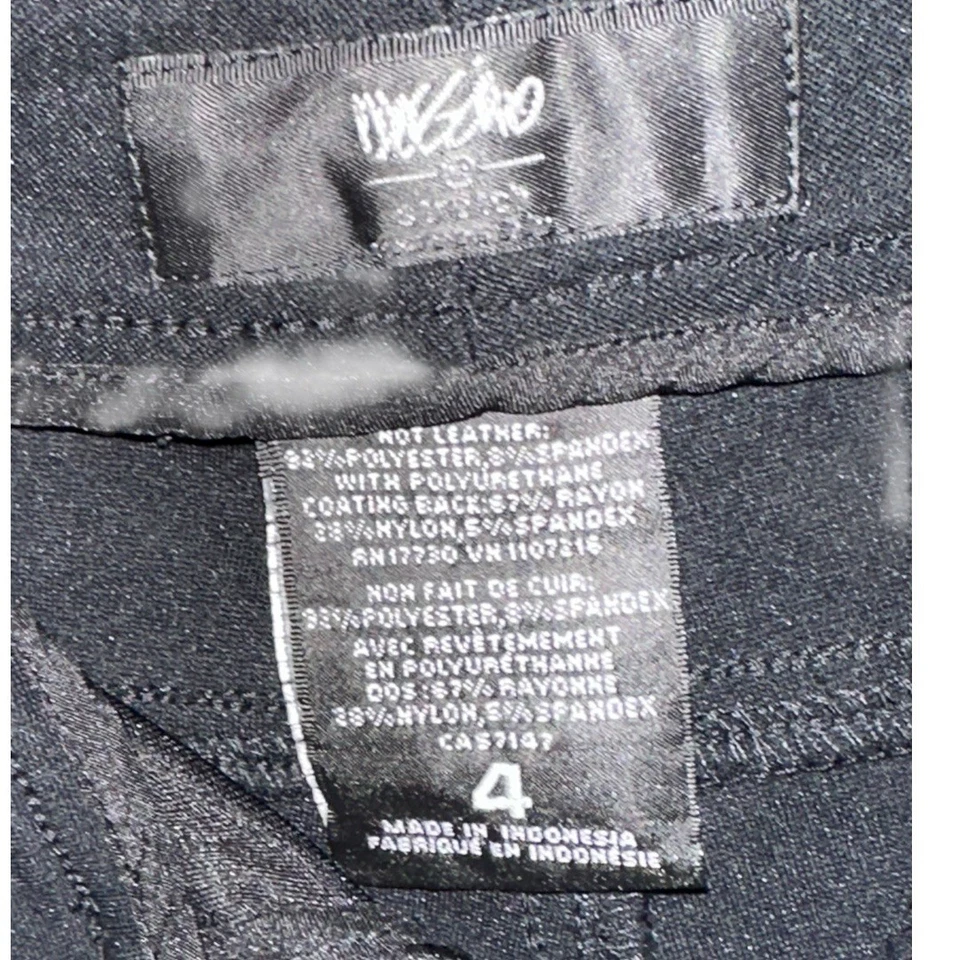 Mossimo 女式黑色人造皮革正面 4 码弹力打底裤 — 第 3/4 张图片