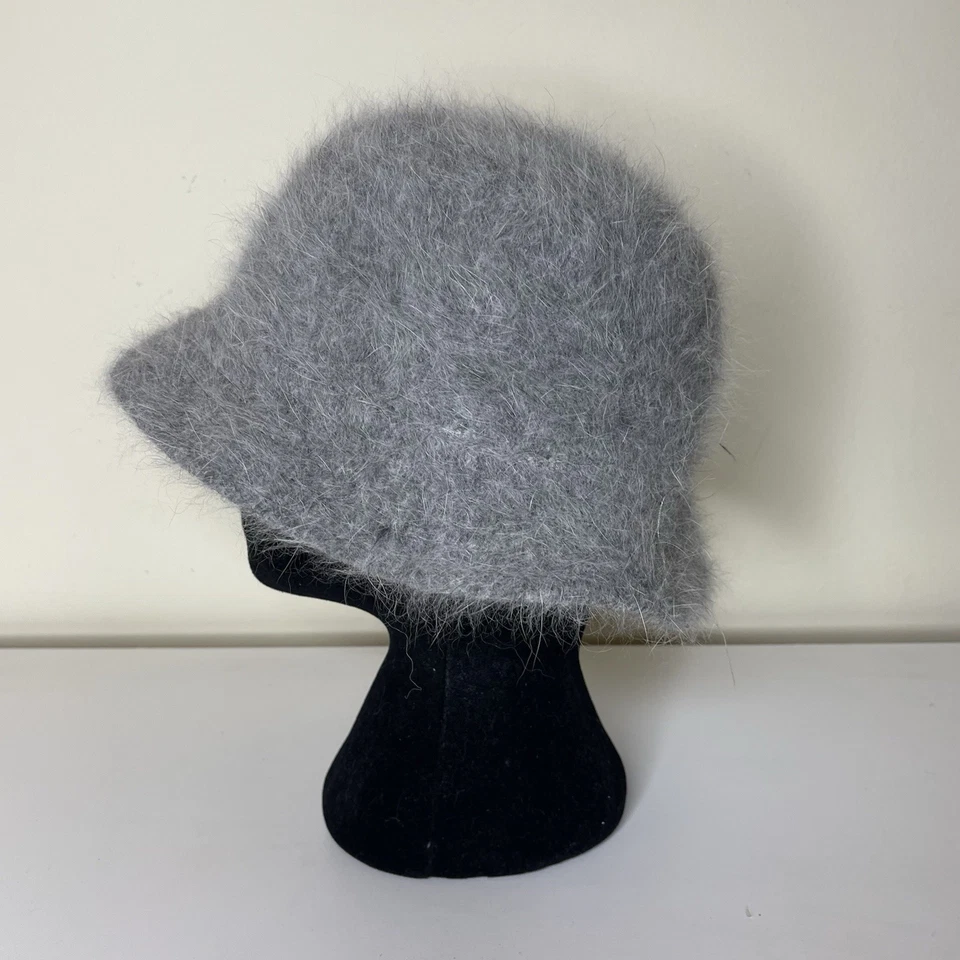 Chapéu balde difuso vintage feminino cinza lã angorá anos 90 Y2K Club Rave Glam Bling - Imagem 2 de 4