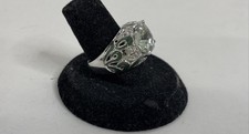 Sterling Silver Faceted Green Quartz Filigree Ring Free Shipping