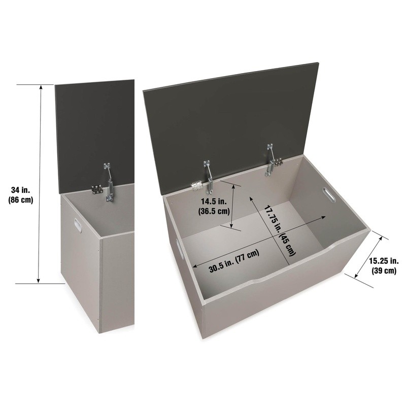 Oversized Storage Box Flat Bench Toy Chest W/ Safety Hinges & Reinforced Handles