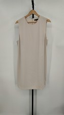 Quince Women Fluid Crepe Sleeveless Mini Cream Dress L