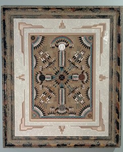 Vintage Large Signed Navajo Sand Painting 21”x26” Professionally Framed