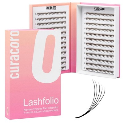LashFolio Narrow Promade Fans, 10D-0.03 CC Curl, 8mm-15mm Length, Handmade Vo...