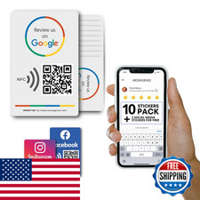 Reusable Qr Code Nfc Review Sticker Pack - Tap To Review On Google - 10