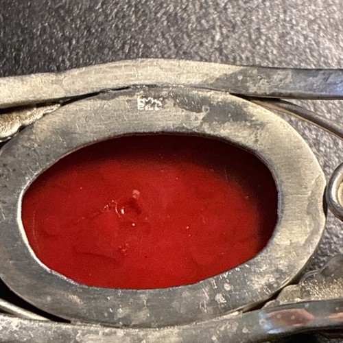 Bracciale vintage argento sterling 925 MESSICO diaspro rosso 29,53 grammi - Foto 4 di 5