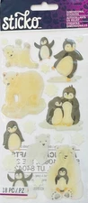 Sticko Penguins & Polar Bears Winter Animals Puffy Stickers Planner Crafts Snow