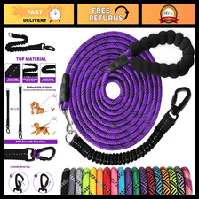 15FT Heavy Duty Dog Leash - Reflective Bungee, Padded Handle, Swivel Hook, Train