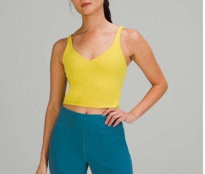 Lululemon Align Tank Top Yellow Serpentine Nulu Fabric Cropped Workout Bra Sz 0