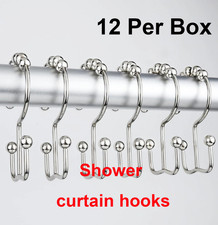 12PCS Stainless Steel Shower Curtain Hooks Rust Resistant Bathroom Curtain Rings