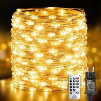 Lichterkette Kupferdraht 20 M 200 LED Warmweiß Innen Stecker Fernbedienung Timer