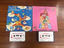 Lot of 2 Care Bear Books with Audio Cassette Tapes Vintage 1980s