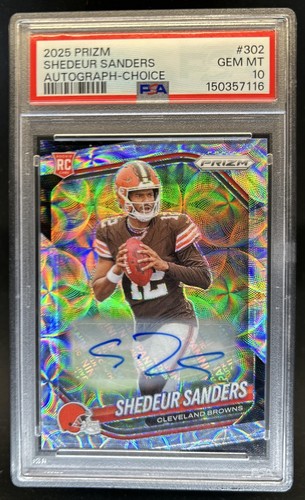 2025 Panini Prizm Shedeur Sanders Rookie Choice Auto RC #/100 Browns PSA 10