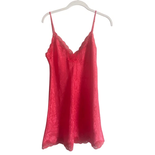 UNDERCOVER abito vintage victoria's secret slip chemise vestito pizzo floreale corallo raso oro p