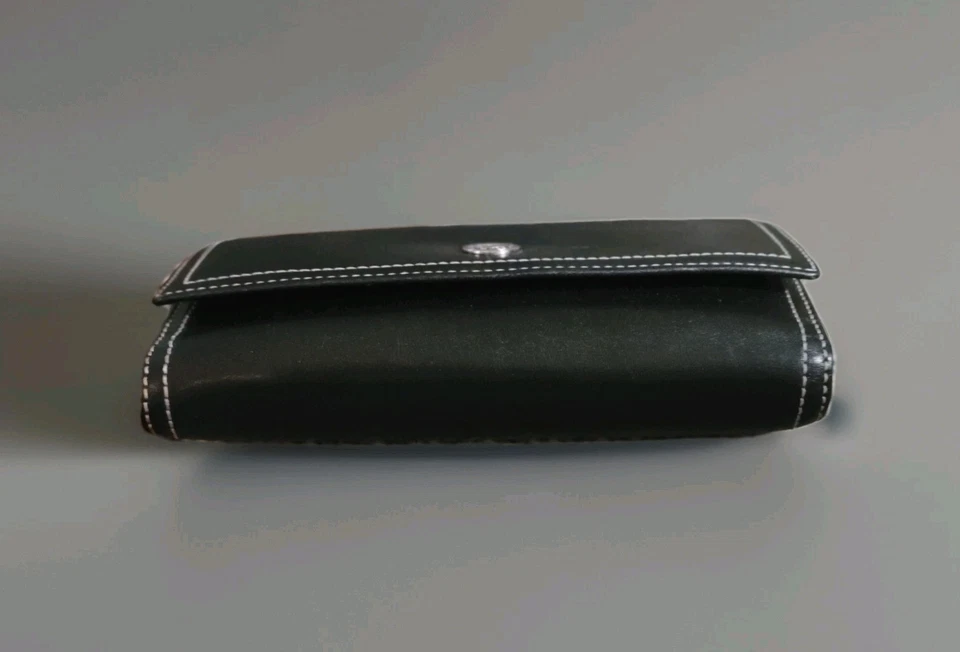 Carteira envelope Coach feminina de couro legado preta com interior rosa estado raro. - Imagem 4 de 4