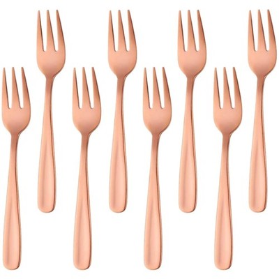 Rostfreier Stahl Kuchen Gabel Dessertgabeln Obst Gabel 8-teilig Roségold Gabe...