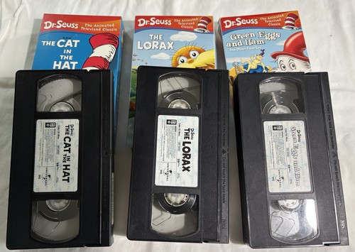 3 VHS lot Doctor Dr Seuss Lorax Cat In The Hat Green Eggs & Ham. Used, Untested - Picture 3 of 4