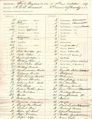 1869, Fort Bascom, New Mexico, Major William Hartz, 15th Infantry, docs ...