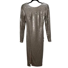 NEW NWOT Dress The Population Gold Printed Sequin Long Sleeve Midi Dress SIZE S