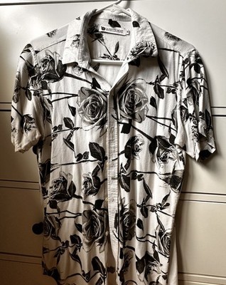 La Petite Mort Studios White Button Shirt Medium Vintage - Rose Print
