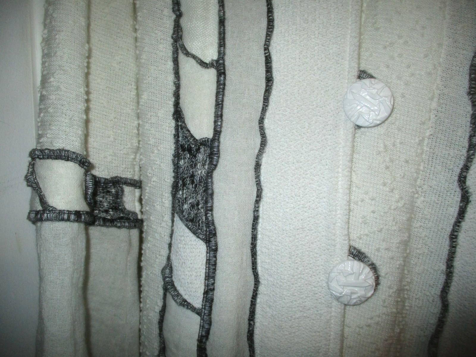 Jaskar White Patchwork 2 pc Jacket Suit L Long Sk… - image 6