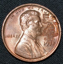 152b. 1 X LINCOLN CENT PENNY DATED 1971 / COUNTERSTAMPED MOON ROVER 8-2-71 SPACE