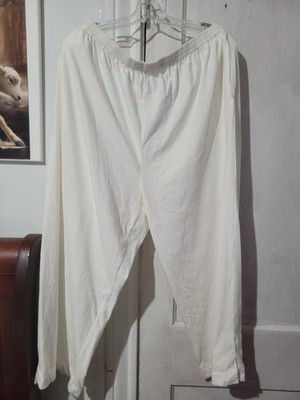 Lizzie's essentials White Solid Pants Women's Plus 1X Elastic Waist Cotton Blend