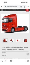 Solido 1:24 Mercedes-Benz Actros SZM 2019 Lava Red Diecast Truck Edition Model