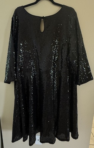 Torrid Damen A Linie Kleid 4 schwarz Pailletten Glitzer Abschlussball Event Schimmer Skater - Bild 7 von 8