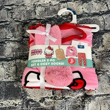 Hello Kitty 5T Toddler Girls' 2pc Snuggly Soft Pajama Set with Socks Pink
