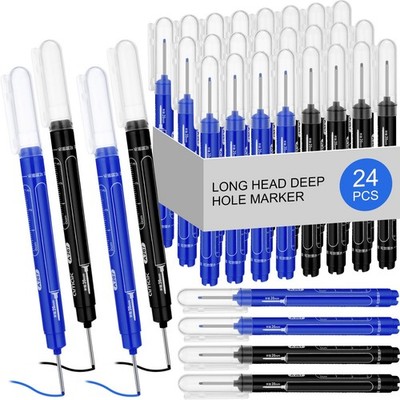 24 Pcs Deep Hole Marker Bulk Long Nib Marker Long Head Waterproof Multi-purpo...