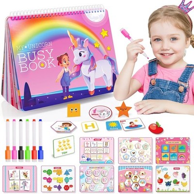 Kinder Einhorn Montessori Lernbuch, Busy Board sensorisches pädagogisches Spiel Spielzeug UK