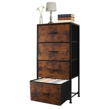 4 Drawer Dresser with Fabric Bins Sturdy Steel Frame Storage Organizer Chest