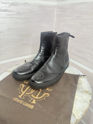 Men's Boots Size 44/5 Roberto Cavalli Dressy Boots Casual Boots Black Leather