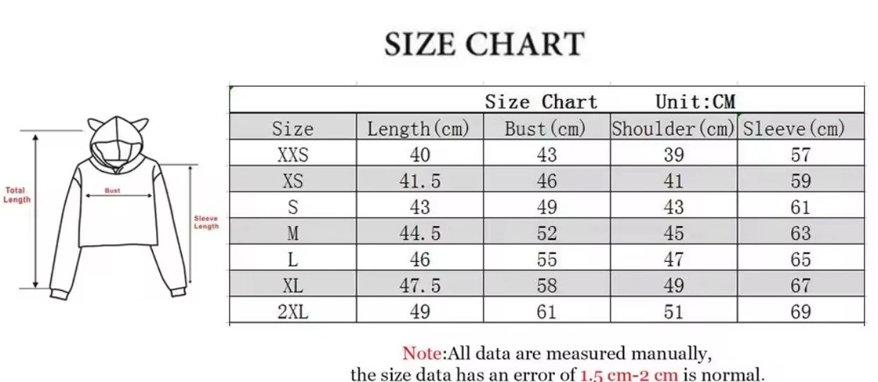 Kpop Demon Hunters Cat Ear Cropped Hoodie Long Sleeve Girls Fashion Sweatshirt
