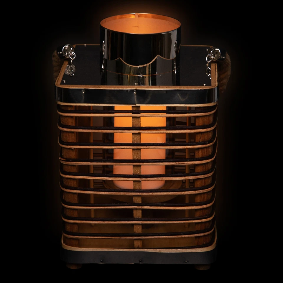 Northlight 11.25" Rústico Chic Ratán Candelabro Linterna con Mango de Yute Foto 3 de 4