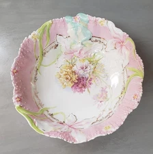 Antique RS Prussia Hidden Image Bowl Hand Painted 9"