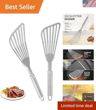 2Pack Fish Spatula Stainless Steel, Turner large, Silver