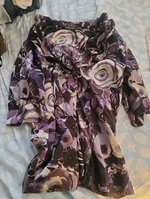 Apt. 9 Small Stretch Button Up Blouse With Purple And White Flower Design