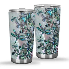 Dragonfly Tumbler, Mother of Pearl Effect Dragonfly Insulated Tumbler