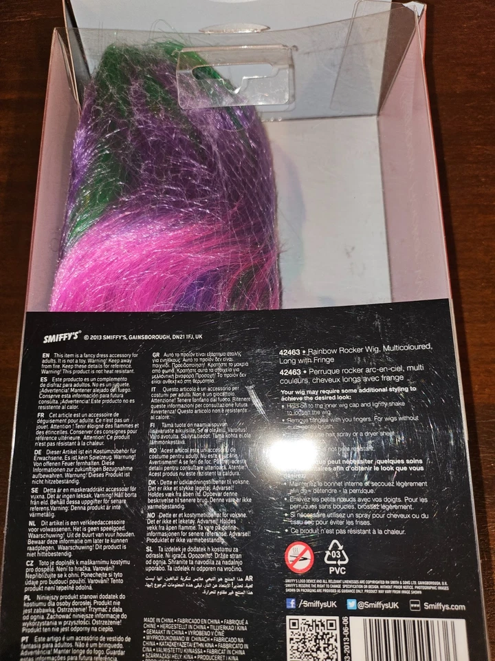 Peluca balancín arco iris disfraz pelo colorido Foto 3 de 3