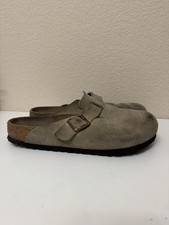 Birkenstock Boston Suede Clogs Mens 9 Size 42 Taupe Leather Slip On Soft Footbed