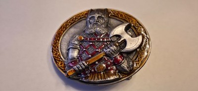 Vintage Biker Gürtelschnalle Wikinger Streitaxt Keltisch Emaille Celtic Buckle
