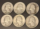 Lot of 6 Coins - 1943 25Cent Silver Washington Quarters Estate Find