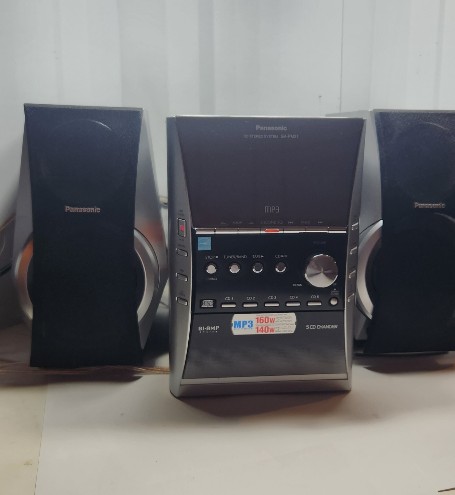 Panasonic SAPM31 Shelf Stereo System 5 Disc CD Changer Cassette AM/FM