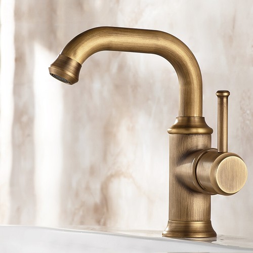 Grifo giratorio de fregadero de baño de una sola manija de latón grifo agua fría y caliente - Imagen 5 de 17