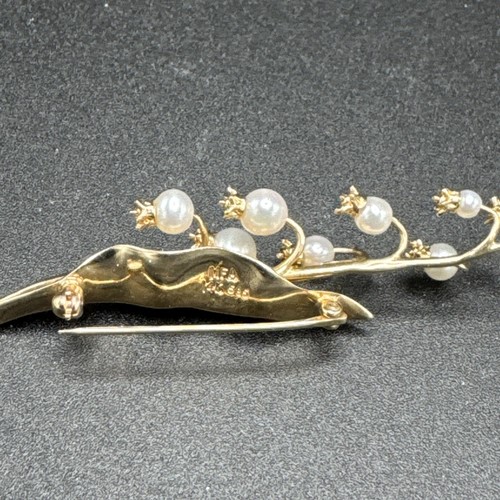14KT GOLD Cultured Pearl MFA brooch. - Picture 5 of 5