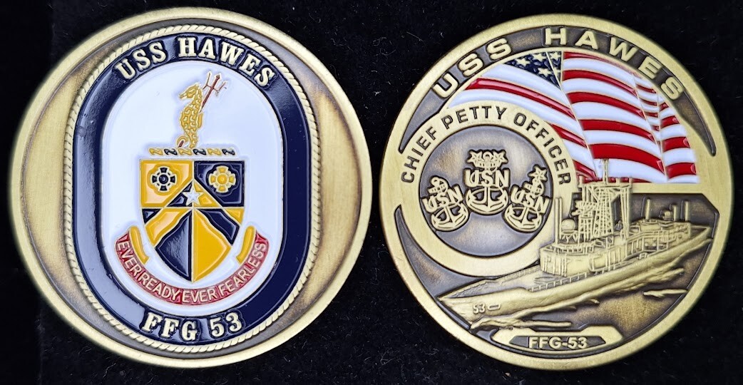 FFG-53 USS HAWES CPO CHIEF - Navy Challenge Coin