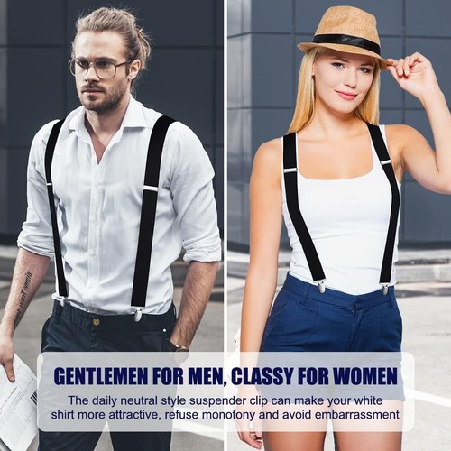 Suspenders Braces With Strong Metal Clips 3.5cm Wide Adjustable Mens Trousers - Picture 5 of 9