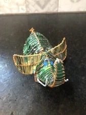 Hand Made  Elephant Green and Gold Art Sculpture
